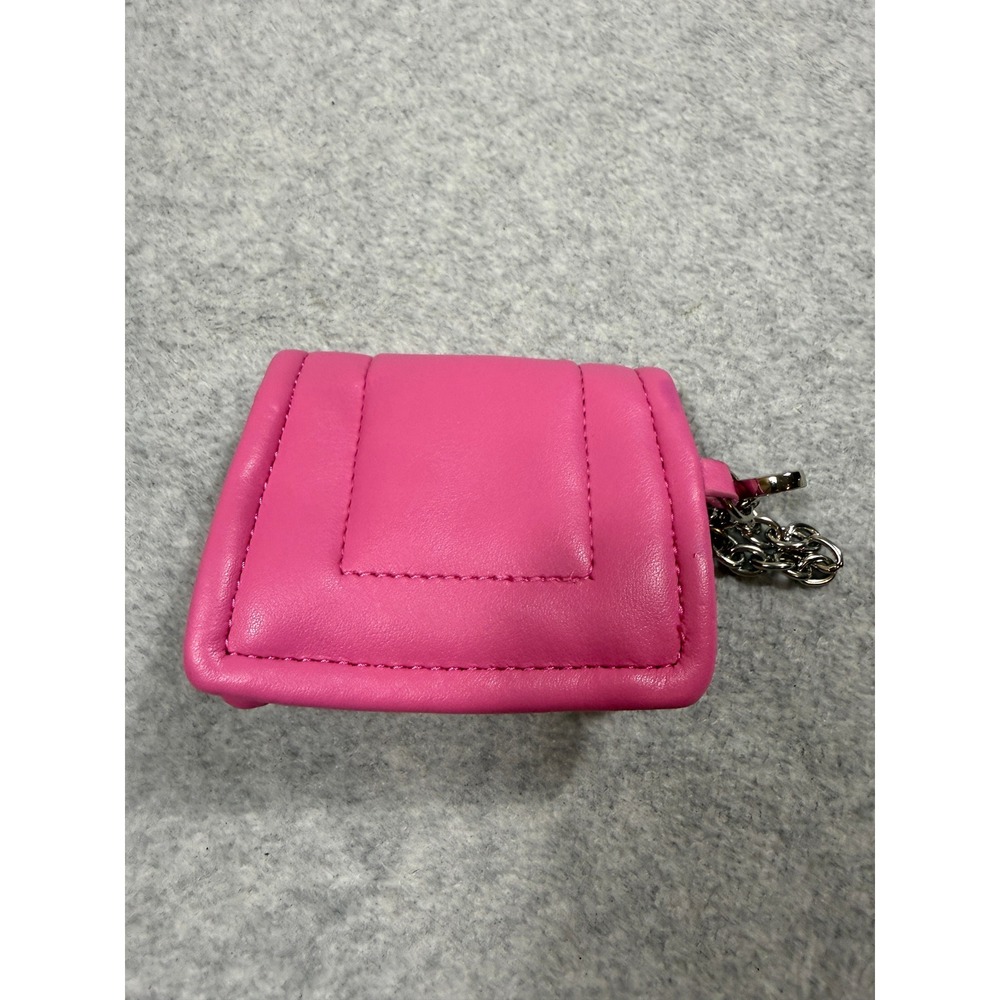 Juicy Couture Pink Puffy Mini Pouch Keychain Bag Charm Magnetic Snap Logo